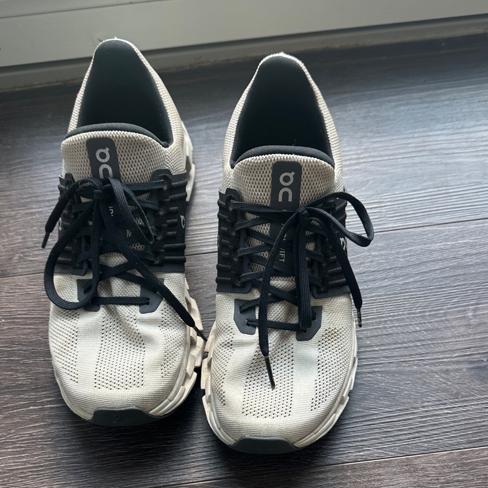 On Running Athletic Shoes in Cream and Black